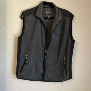Vintage Y2K American Eagle Gray & Black Fleece Men's Zip Up Vest